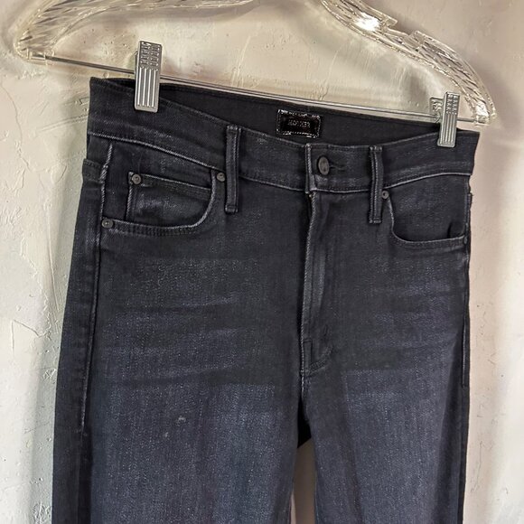 Mother The Mid Rise Dazzler Ankle Wash Deep End Black Size 27 Fray Straight Leg - Picture 3 of 12